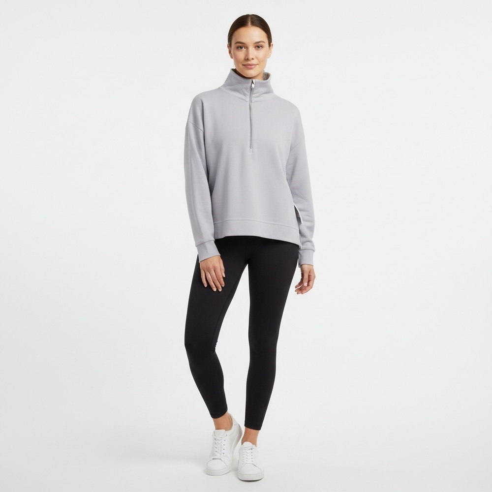 NWT‎ Athleta Seasoft Quarter Zip Pullover XL Gray Tencel Modal Sweatshirt